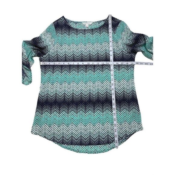 Croft & Barrow Blue Teal Aqua 3/4 Sleeve Chiffon Top Blouse Small NEW - Picture 7 of 9